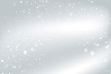 Gray abstract background. white light and snowflakes bokeh winter for Christmas new year blurred beautiful shiny lights use for card banner wallpaper backdrop and your product.