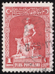 Republic of Turkey. Republic of Turkey postage stamp. Republic of Turkey historical stamp. A postage stamp printed in Republic of Turkey.