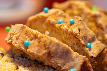 sponge cake in close-up