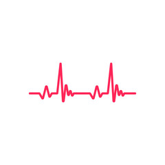 Heartbeat, medical line red isolated on white background EPS Vector