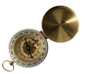 Gold compass isolated on white background © dragancfm