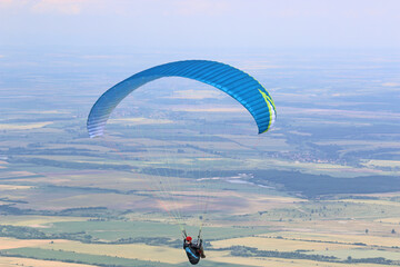 Paraglider flying from Dobrostan in Bulgaria	