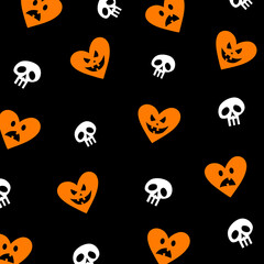 halloween heart and skull pattern