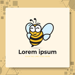 Cute Honey Bee Logo Character. bee for kids logo vector