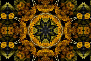 abstract colorful seamless pattern with floral motifs from flowers and leaves. High quality photo