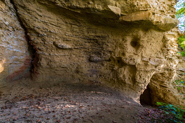 Hike at the golden hour to the famous Heidenhoehlen near Stockach on Lake Constance