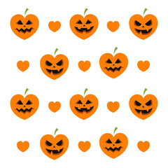 halloween heart with pumpkin face pattern