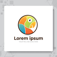 Circle Parrot Logo Design Template