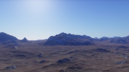 3d rendered Space Art: Alien Planet - A Fantasy Landscape with and stars