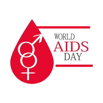world aids day, gender female and male with blood drop