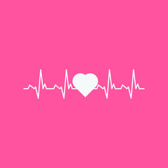 Art design, health medical heartbeat, pulse vector isolated on pink background, editable EPS Vector