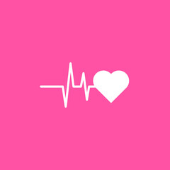 Art design, health medical heartbeat, pulse vector isolated on pink background, editable EPS Vector