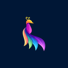 peacock gradient color logo design