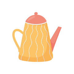 tea, striped teapot maker hot beverage isolated design