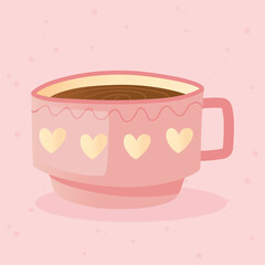 tea, teacup with hearts decoration
