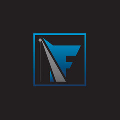 letter f logo with construction style