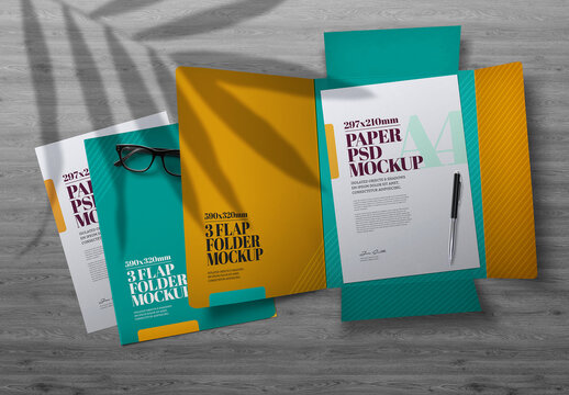 3 Flap Folder Mockup