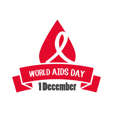 world aids day, blood drop ribbon lettering design