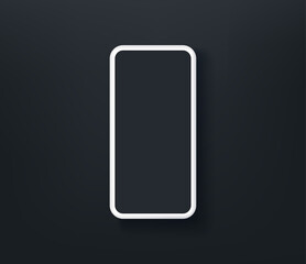 White smartphone on dark background with blank screen