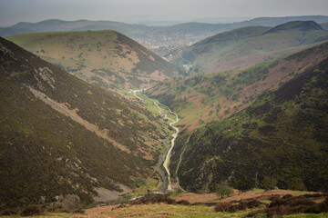 View of Carding Mill Valley from Long Mynd slopes.