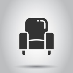Cinema chair icon in flat style. Armchair vector illustration on white isolated background. Theater seat business concept.