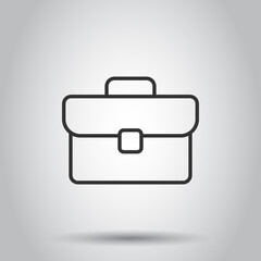 Briefcase icon in flat style. Businessman bag vector illustration on white isolated background. Portfolio business concept.