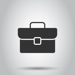 Briefcase icon in flat style. Businessman bag vector illustration on white isolated background. Portfolio business concept.
