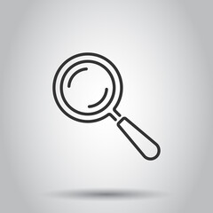 Loupe sign icon in flat style. Magnifier vector illustration on white isolated background. Search business concept.