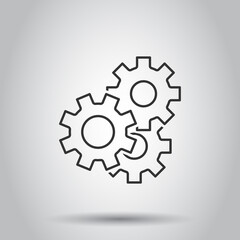 Gear vector icon in flat style. Cog wheel illustration on white isolated background. Gearwheel cogwheel business concept.