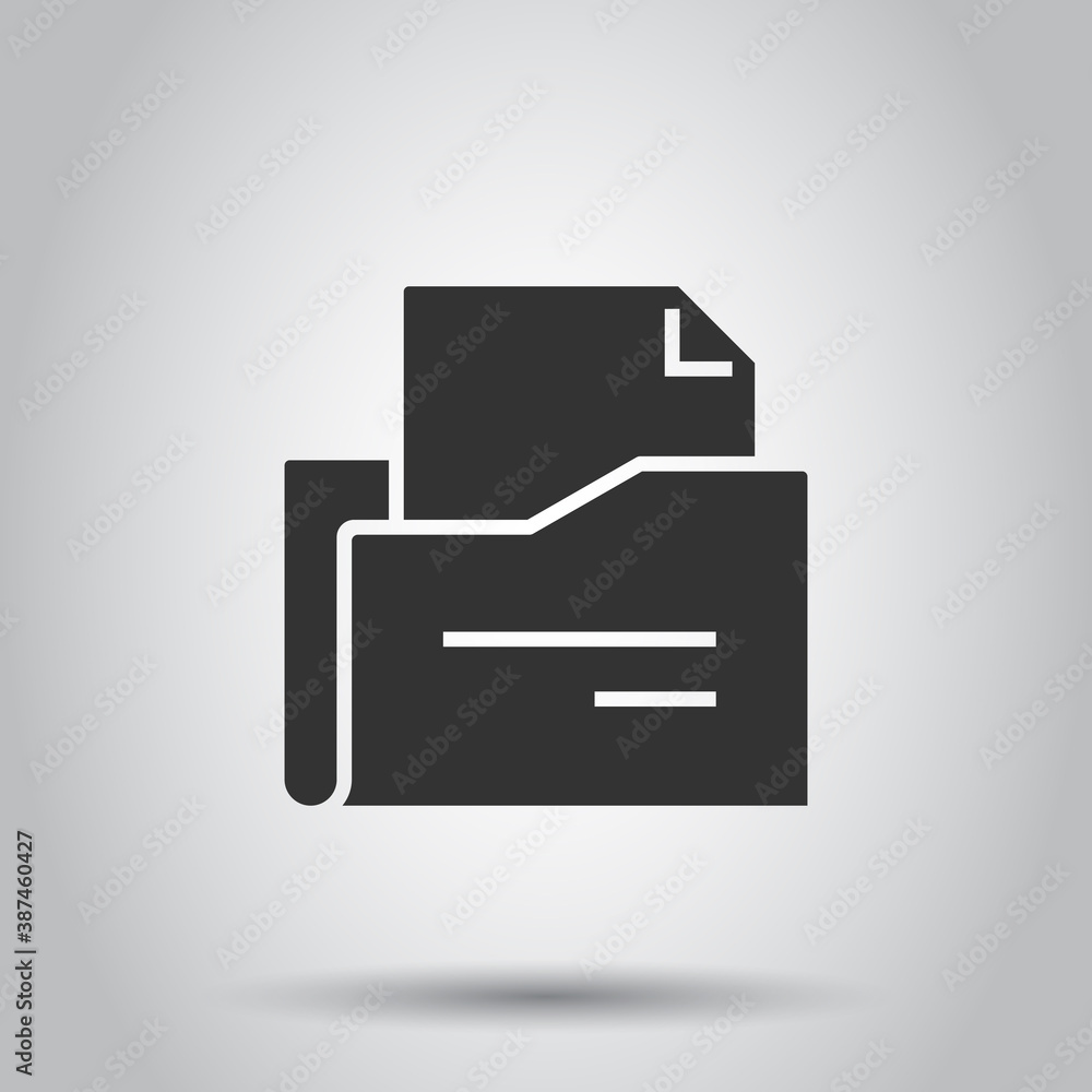 Poster file folder icon in flat style. documents archive vector illustration on isolated background. storag