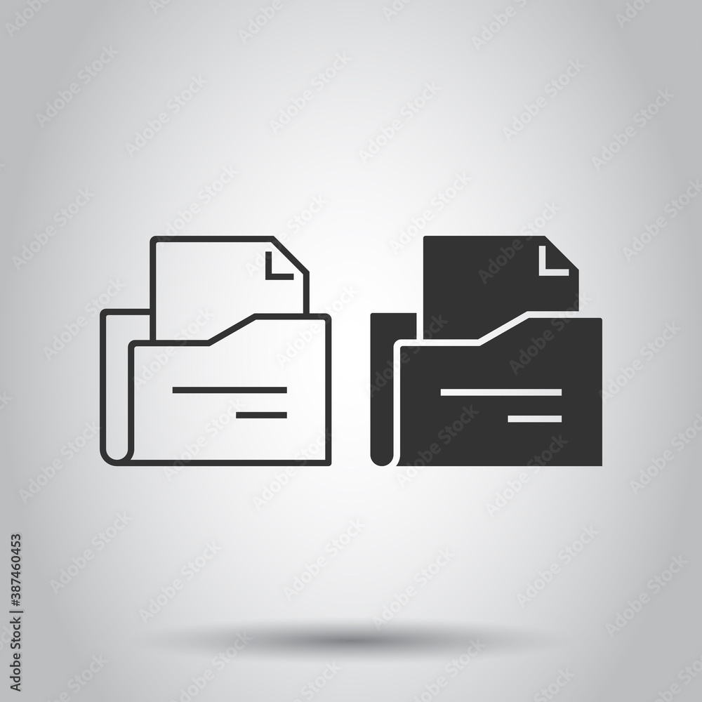 Poster file folder icon in flat style. documents archive vector illustration on isolated background. storag