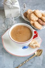 Hot chocolate and cinnamon cookies. Symbolic image. Christmas cookies. Close up