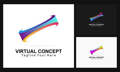 virtual concept multi color logo design