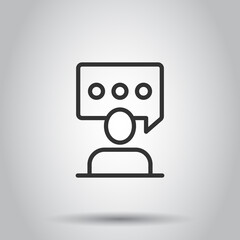 People with speech bubble icon in flat style. Chat vector illustration on white isolated background. Speaker dialog business concept.