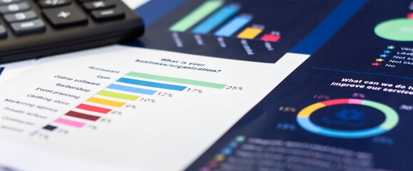 Colored analysis of statistics. Economic calculation of business.