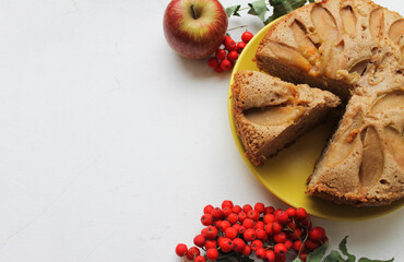 apple pie on a wooden table