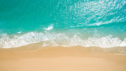 Top view aerial image from drone of an stunning beautiful sea landscape beach with turquoise water...
