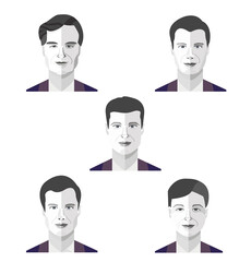 Set of portraits of avatars of different men isolated on a white background. Vector illustration - 387464409