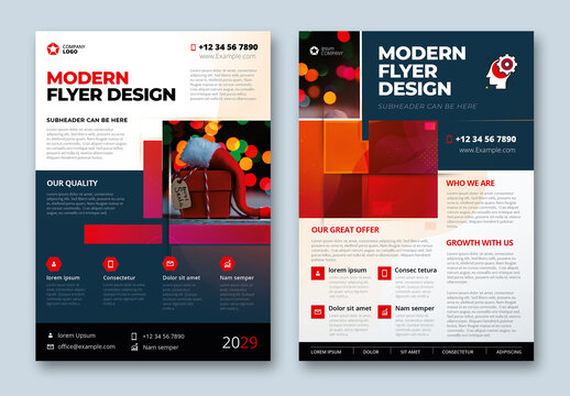 Flyer Layout with Red Geometric Accents