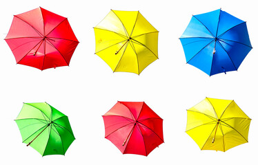 White background with colorful umbrellas