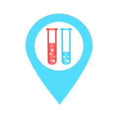 Obraz premium Chemical location map pin icon. Element of map point for mobile concept and web apps. Icon for website design and development, app development. Premium lab, pharmacy icon sign.