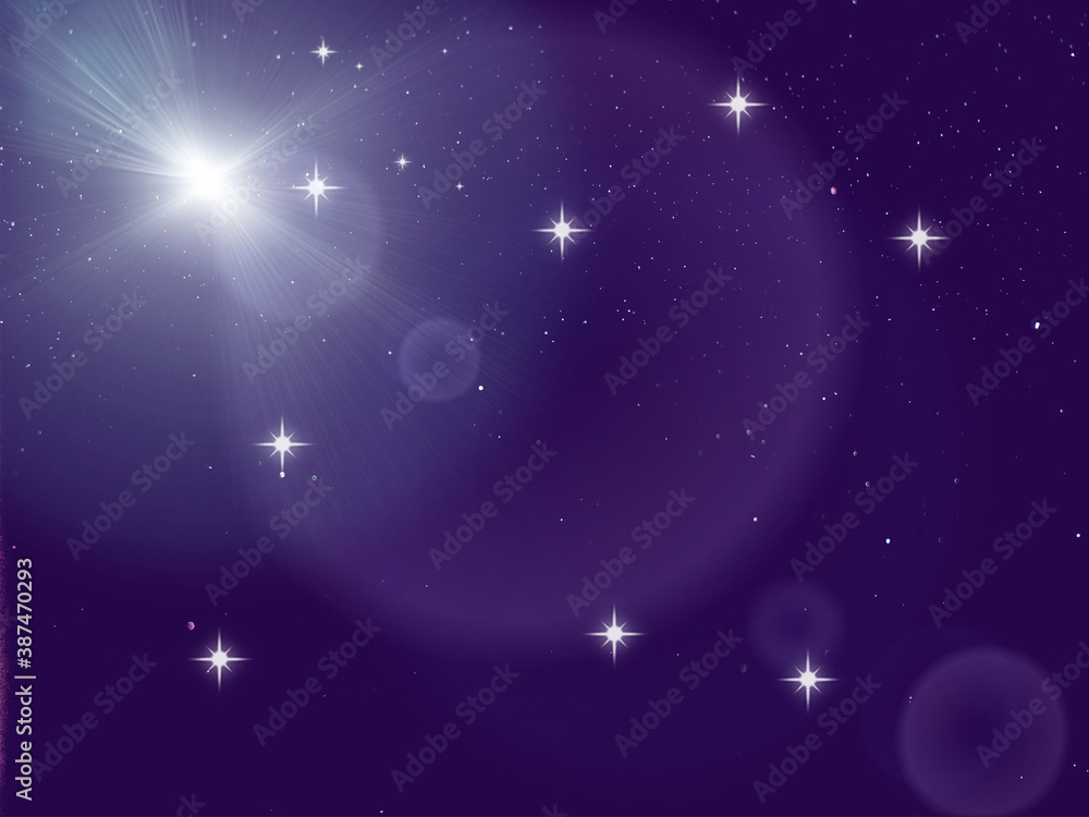 Wall mural universe starry sky flares bright planet cosmic blue starry sky galaxy space background template