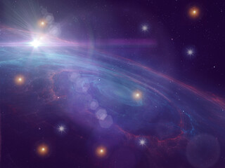 universe starry sky flares  bright  planet cosmic  blue starry sky   galaxy  space background template  © Aleksandr
