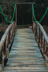 Fototapeta premium Vertical shot of a wooden bridge