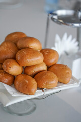 table setting, buns, fresh pastries