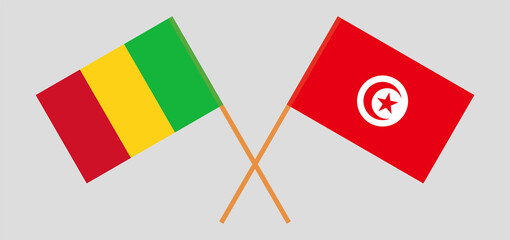 Crossed flags of Tunisia and Mali