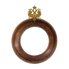 Wooden frame for paintings, mirrors or photo isolated on white background. Design element with clipping path