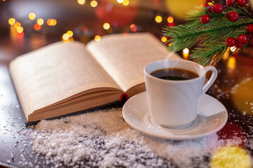 Obraz na płótnie Canvas Hot tea, hot chocolate, coffee in a white cup.