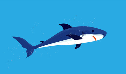 Naklejka na ściany i meble Shark illustration - Shark swimming in blue sea in vector format.