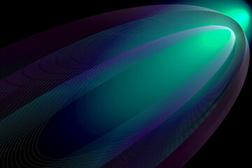 Abstract futuristic raster background. Geometric shape of intersecting thin multi-colored lines on black. Gradient fill.